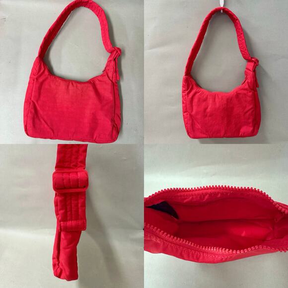 Baggu Mini Nylon Shoulder Bag Candy Apple Red Monochromatic Red Zipper - Picture 4 of 16
